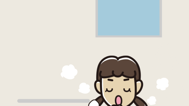 お風呂で咳払いする女子中学生のイラスト【色、背景あり】PNG