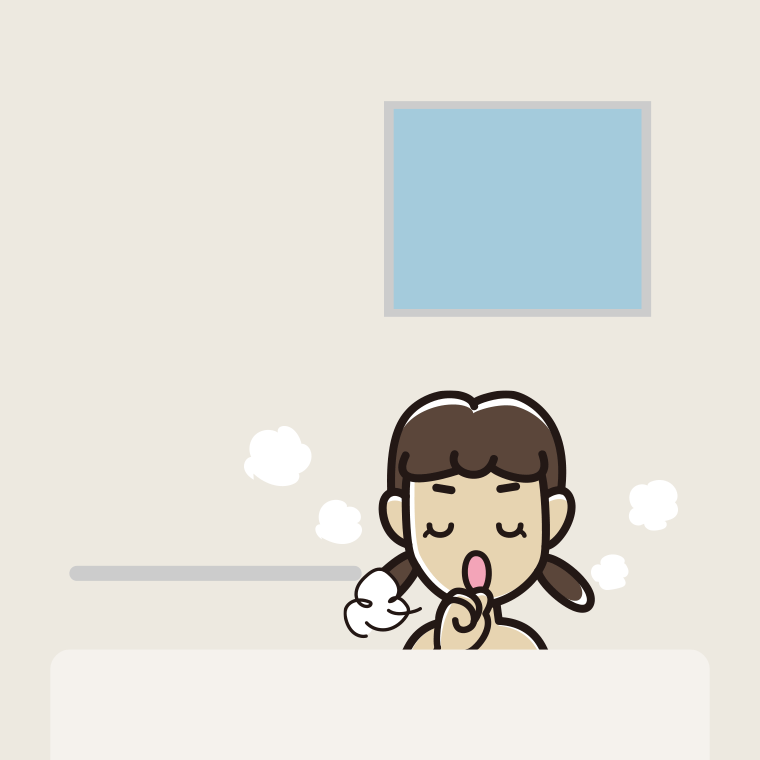 お風呂で咳払いする女子中学生のイラスト【色、背景あり】PNG