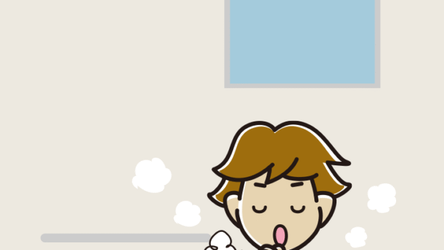 お風呂で咳払いする男子高校生のイラスト【色、背景あり】PNG