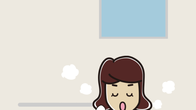 お風呂で咳払いする女子高校生のイラスト【色、背景あり】PNG