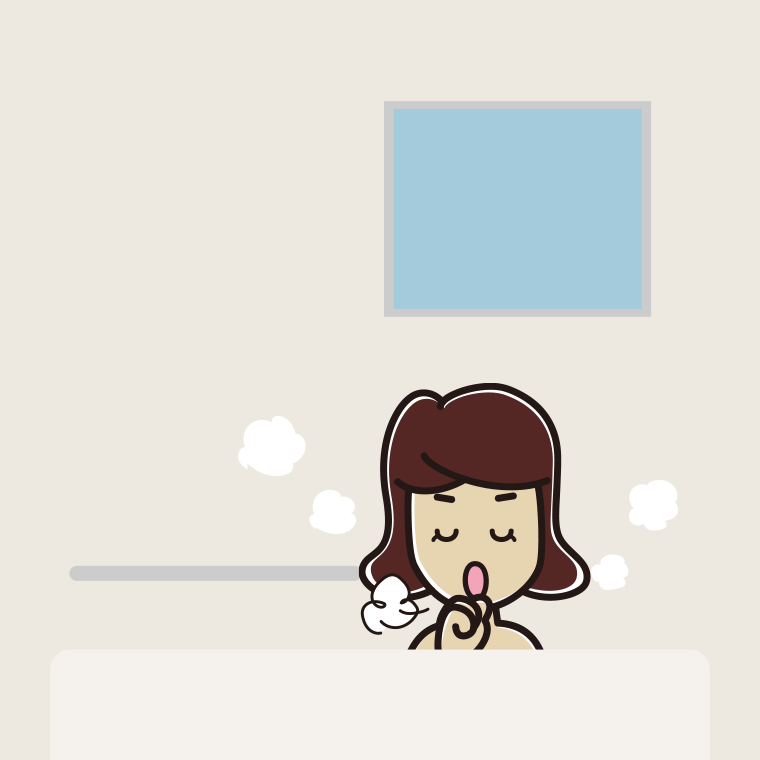 お風呂で咳払いする女子高校生のイラスト【色、背景あり】PNG