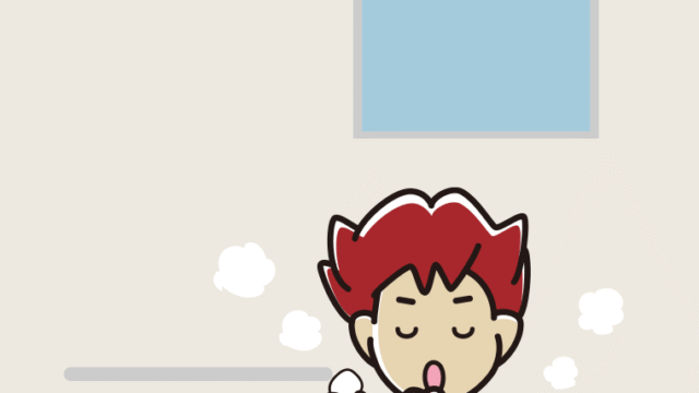 お風呂で咳払いする男子大学生のイラスト【色、背景あり】PNG