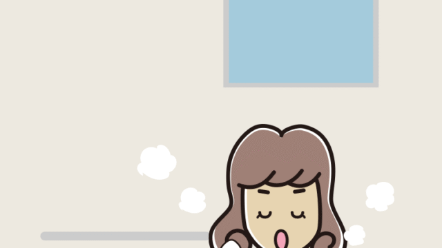 お風呂で咳払いする女子大学生のイラスト【色、背景あり】PNG