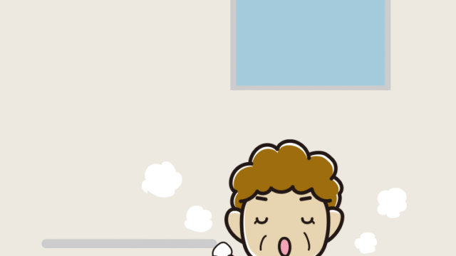 お風呂で咳払いするおばさんのイラスト【色、背景あり】PNG