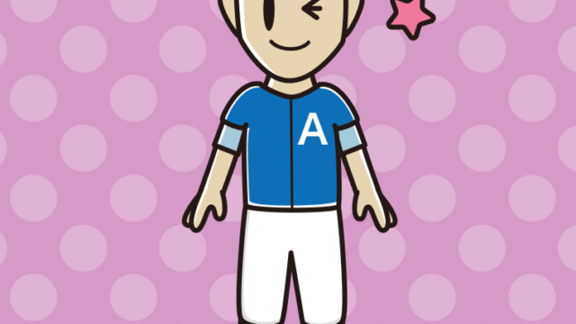 ウインクする野球のユニフォーム姿の男性のイラスト【色、背景あり】PNG