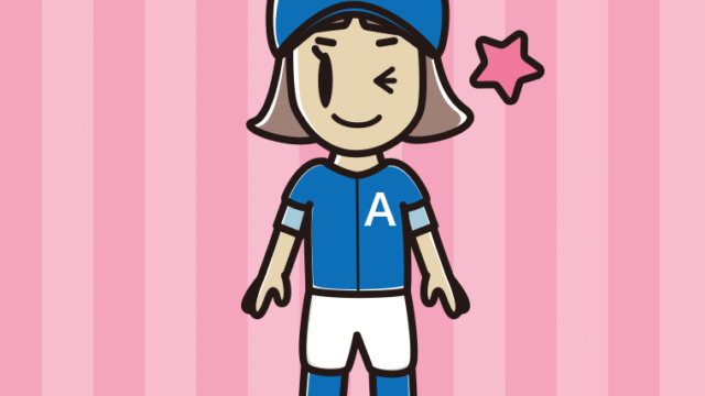 ウインクする野球のユニフォーム姿の小学生女子のイラスト【色、背景あり】PNG