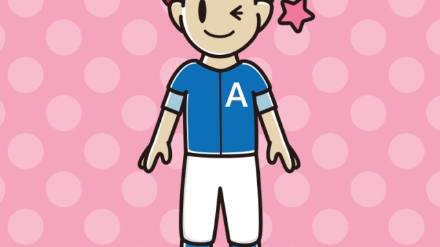 ウインクする野球のユニフォーム姿の男子大学生のイラスト【色、背景あり】PNG