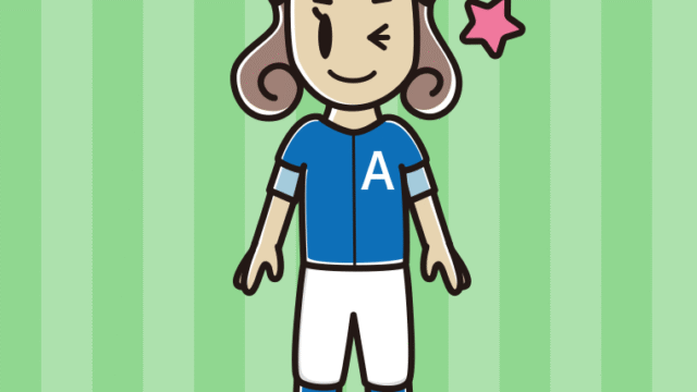 ウインクする野球のユニフォーム姿の女子大学生のイラスト【色、背景あり】PNG