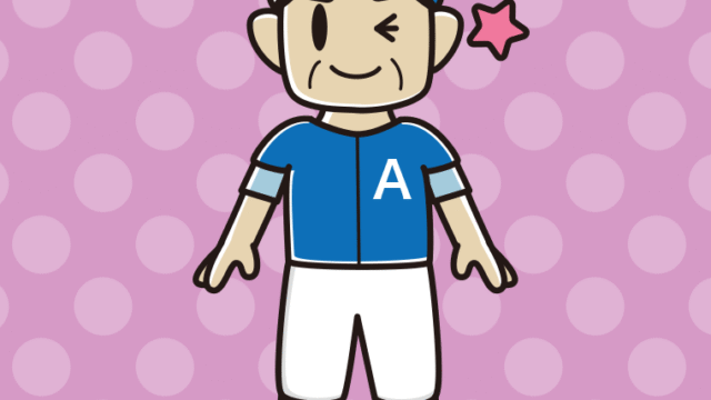 ウインクする野球のユニフォーム姿のおじさんのイラスト【色、背景あり】PNG