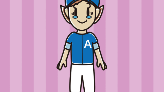 ジーンとする野球のユニフォーム姿の女性のイラスト【色、背景あり】PNG