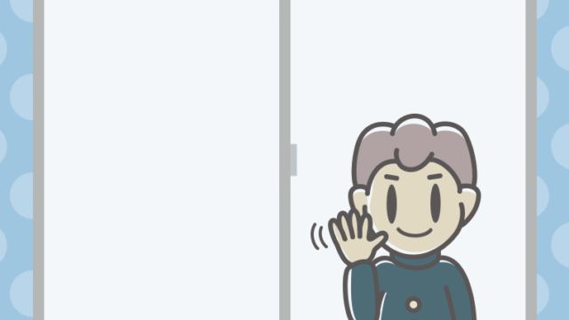 窓から手を振る男子中学生のイラスト【色、背景あり】PNG