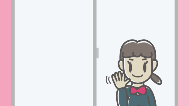 窓から手を振る女子中学生のイラスト【色、背景あり】PNG