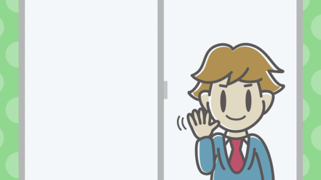 窓から手を振る男子高校生のイラスト【色、背景あり】PNG