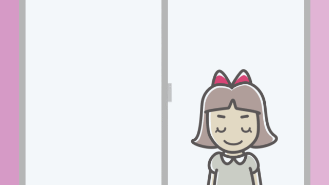 窓からお辞儀する小学生女子のイラスト【色、背景あり】PNG