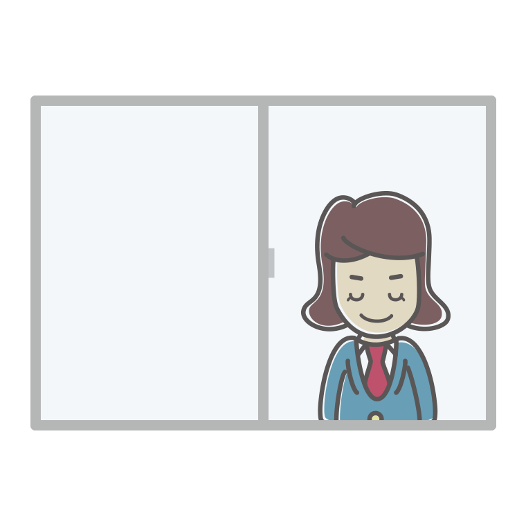 窓からお辞儀する女子高校生のイラスト【色あり、背景なし】透過PNG