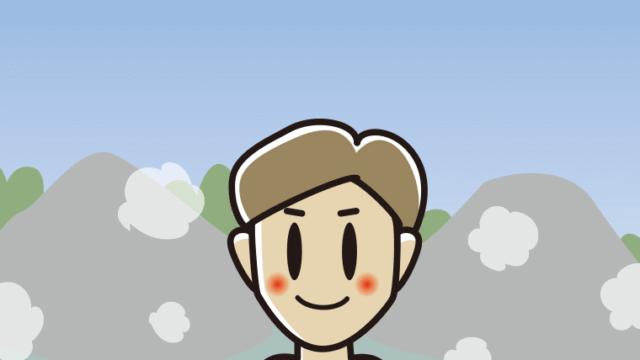 温泉に入る男性のイラスト【色、背景あり】PNG