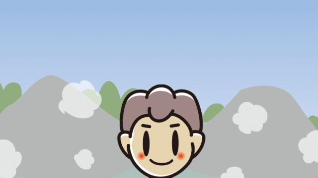 温泉に入る男子中学生のイラスト【色、背景あり】PNG