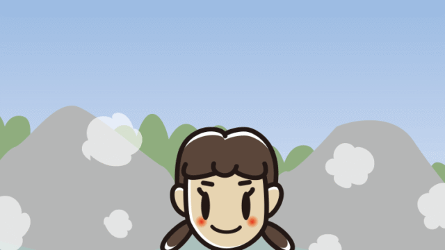 温泉に入る女子中学生のイラスト【色、背景あり】PNG