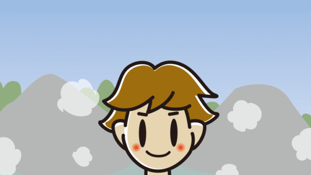 温泉に入る男子高校生のイラスト【色、背景あり】PNG