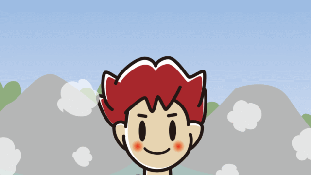 温泉に入る男子大学生のイラスト【色、背景あり】PNG