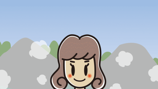 温泉に入る女子大学生のイラスト【色、背景あり】PNG