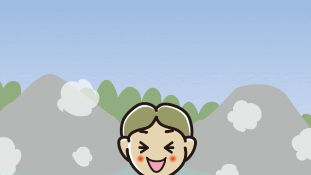 温泉で笑う小学生男子のイラスト【色、背景あり】PNG