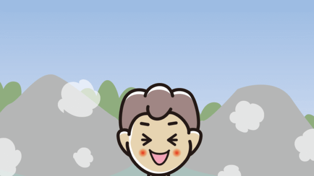 温泉で笑う男子中学生のイラスト【色、背景あり】PNG