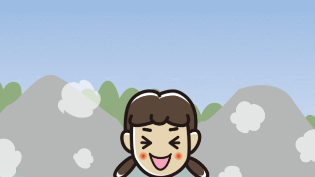 温泉で笑う女子中学生のイラスト【色、背景あり】PNG