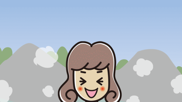 温泉で笑う女子大学生のイラスト【色、背景あり】PNG