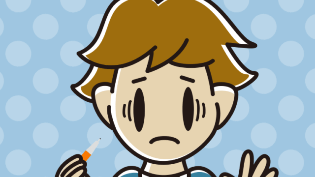 シャープペンを持って困る男子高校生のイラスト【色、背景あり】PNG