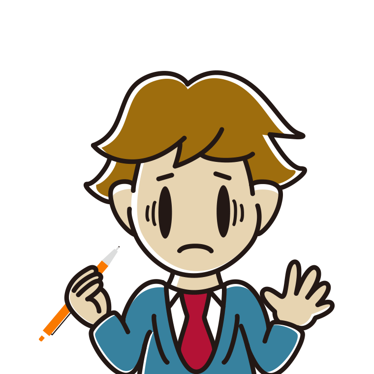 シャープペンを持って困る男子高校生のイラスト【色あり、背景なし】透過PNG