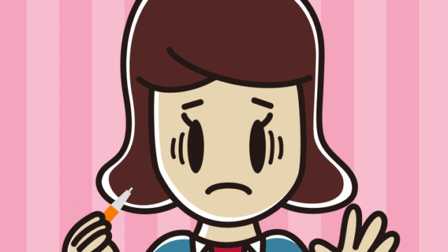 シャープペンを持って困る女子高校生のイラスト【色、背景あり】PNG