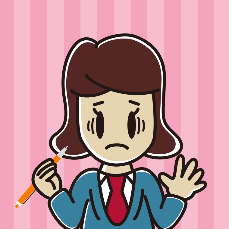 シャープペンを持って困る女子高校生のイラスト【色、背景あり】PNG