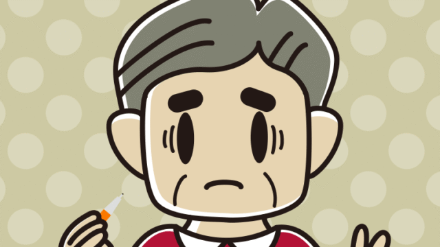 シャープペンを持って困るおじさんのイラスト【色、背景あり】PNG