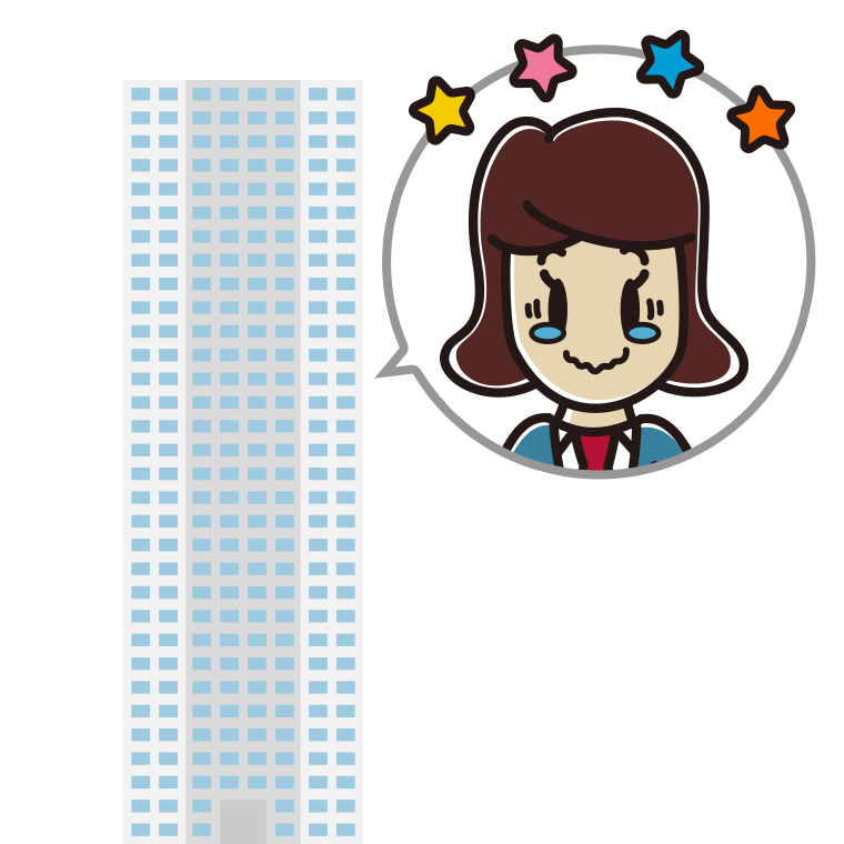 タワーマンションでジーンとする女子高校生のイラスト【色あり、背景なし】透過PNG
