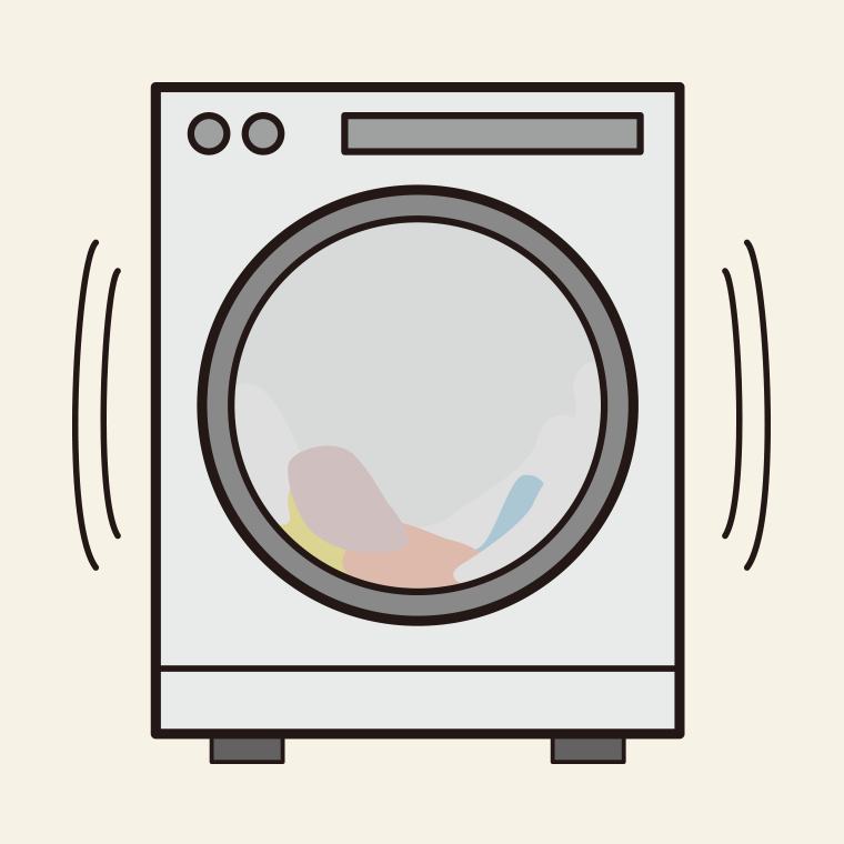ドラム式洗濯機（洗濯中）のイラスト【色、背景あり】PNG