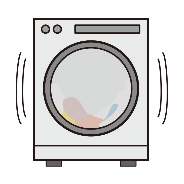 ドラム式洗濯機（洗濯中）のイラスト【色あり、背景なし】透過PNG