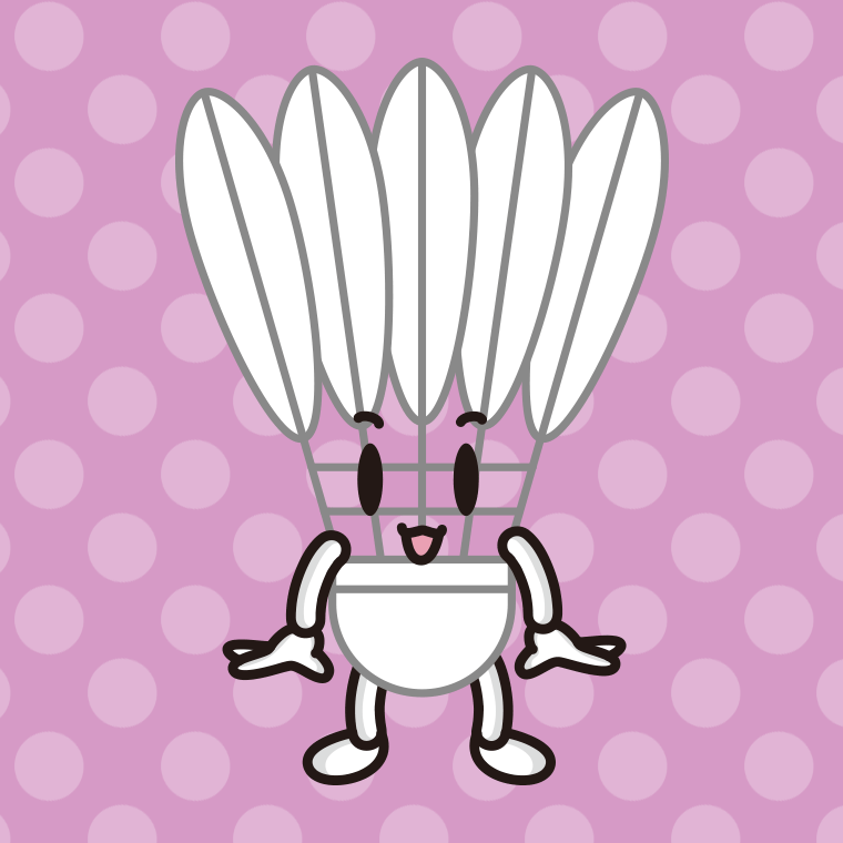 かわいいバドミントンシャトルちゃんのイラスト【色、背景あり】PNG