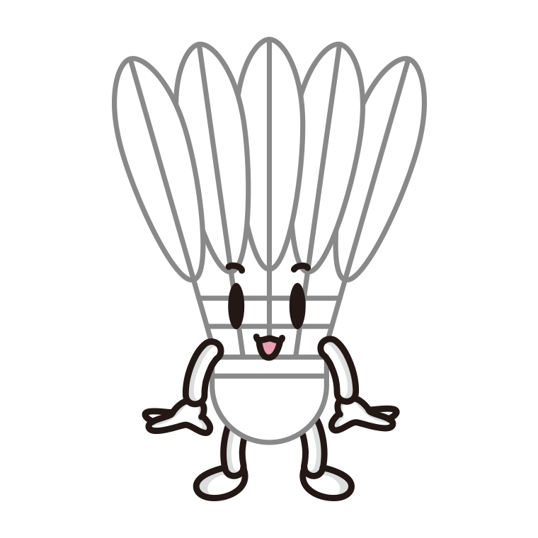 かわいいバドミントンシャトルちゃんのイラスト【色あり、背景なし】透過PNG