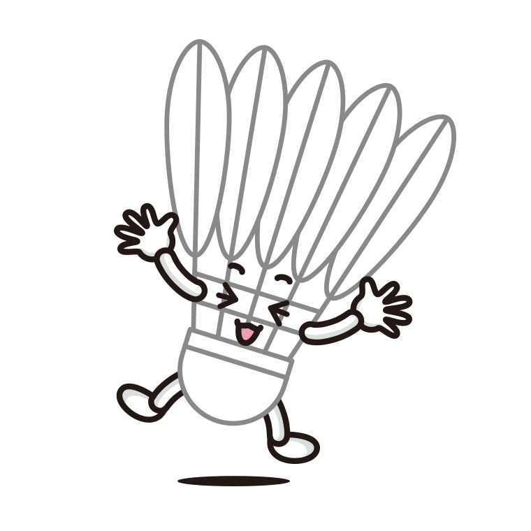 喜ぶバドミントンシャトルちゃんのイラスト【色あり、背景なし】透過PNG