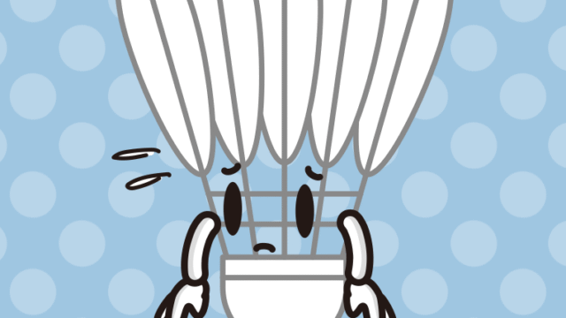 悲しそうなバドミントンシャトルちゃんのイラスト【色、背景あり】PNG