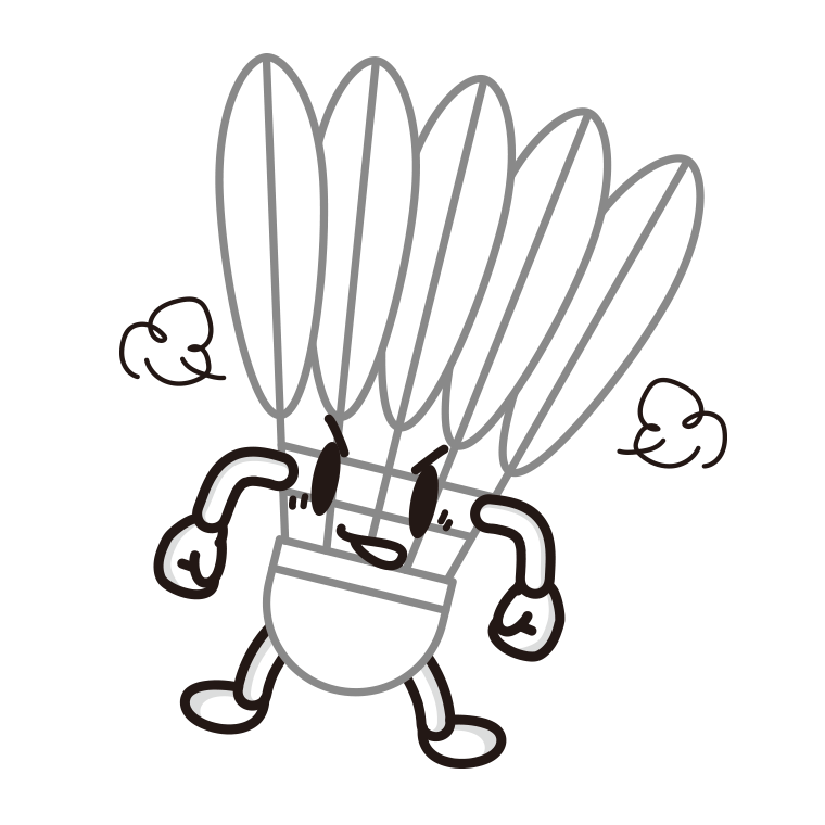怒るバドミントンシャトルちゃんのイラスト【色あり、背景なし】透過PNG