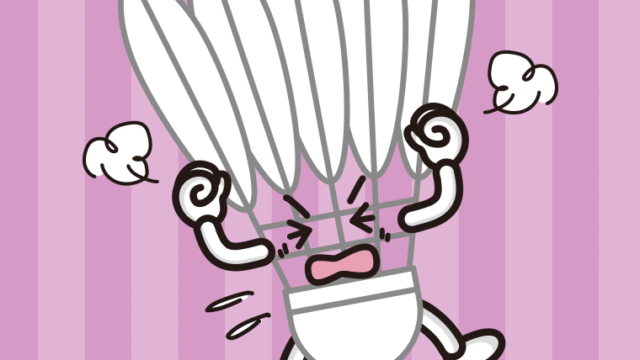 カンカンに怒るバドミントンシャトルちゃんのイラスト【色、背景あり】PNG