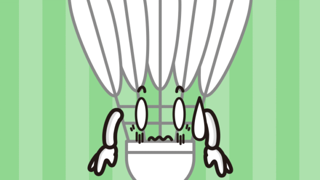 ショックを受けるバドミントンシャトルちゃんのイラスト【色、背景あり】PNG