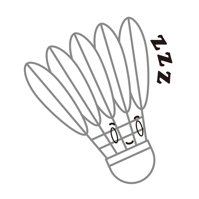 眠るバドミントンシャトルちゃんのイラスト【色あり、背景なし】透過PNG