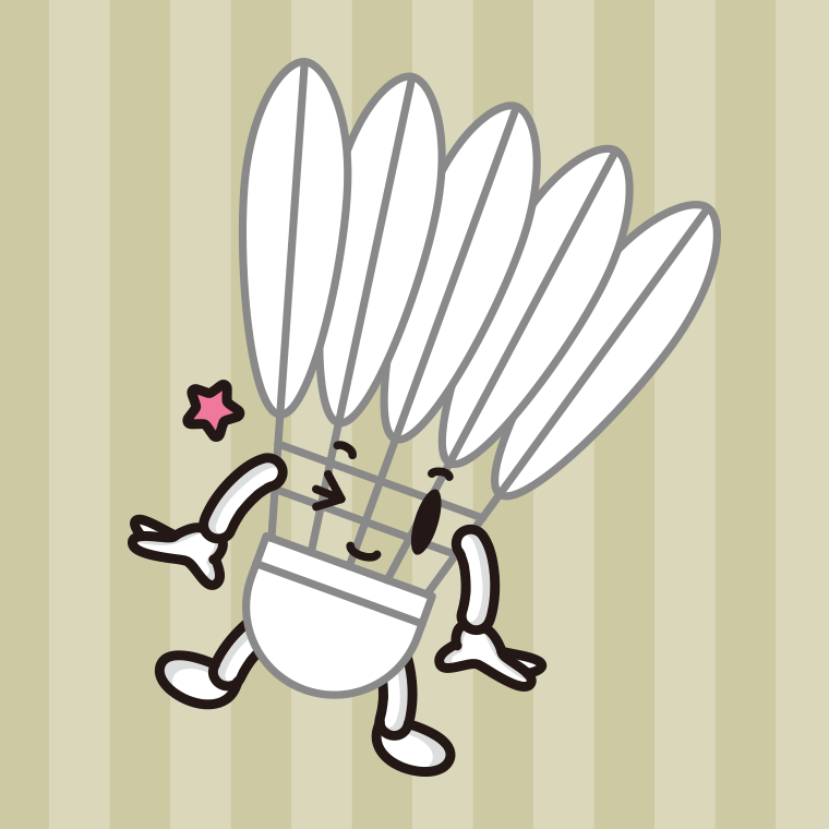 ウインクするバドミントンシャトルちゃんのイラスト【色、背景あり】PNG