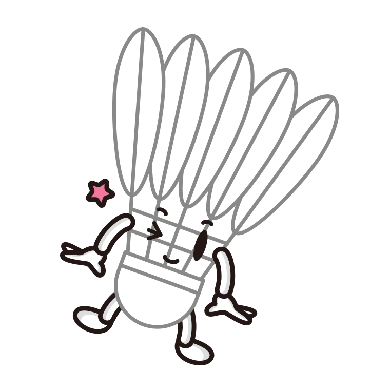 ウインクするバドミントンシャトルちゃんのイラスト【色あり、背景なし】透過PNG
