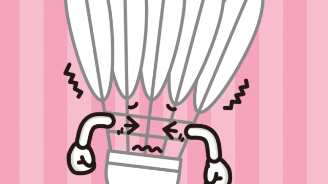 ブルブル震えるバドミントンシャトルちゃんのイラスト【色、背景あり】PNG