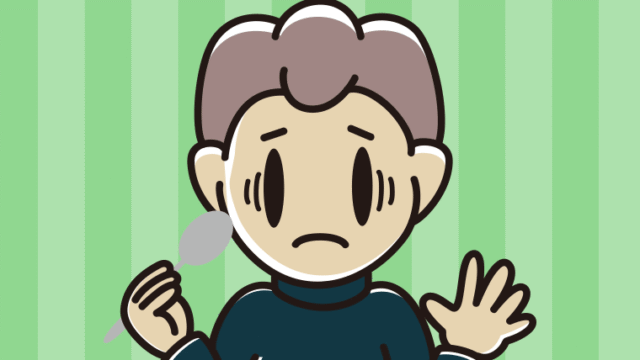 カツカレーで困る男子中学生のイラスト【色、背景あり】PNG