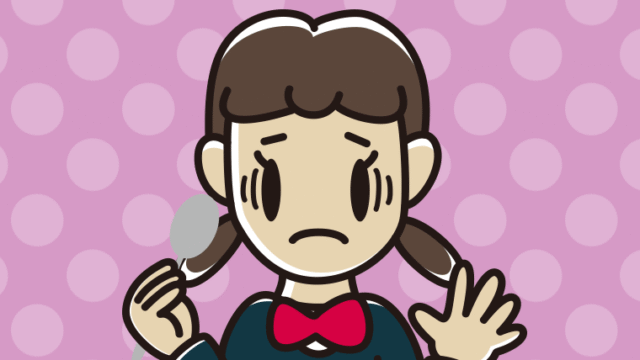 カツカレーで困る女子中学生のイラスト【色、背景あり】PNG